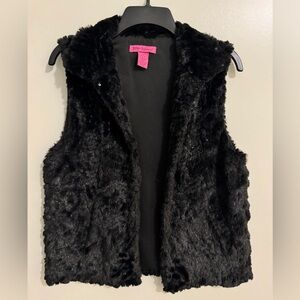 Betsey Johnson Black Faux Fur Vest